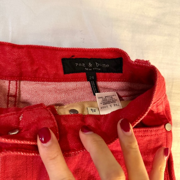 NWOT Rag & Bone Red Denim Mini Skirt - Picture 2 of 3